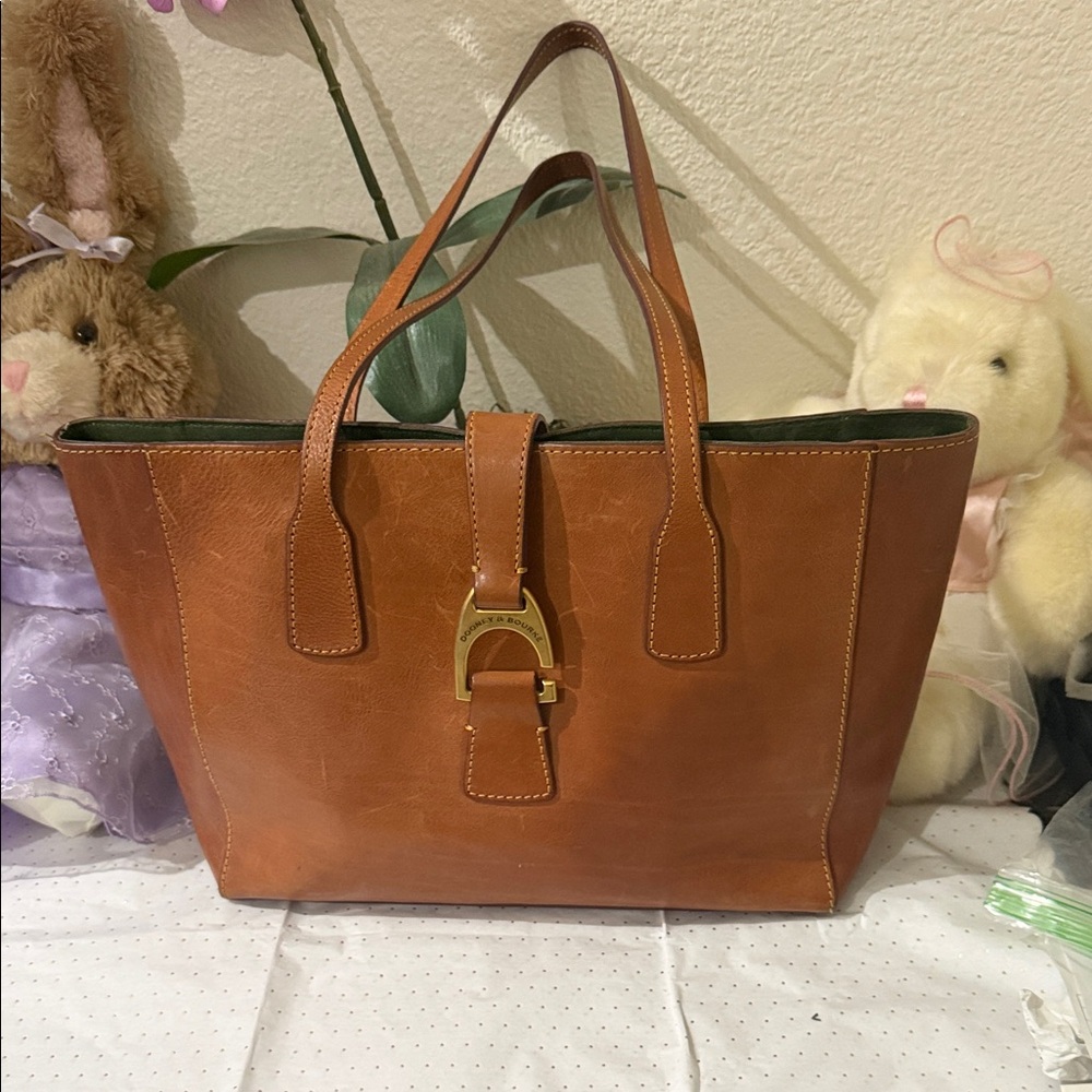 Dooney & Bourke Tan Leather Tote with Gold Accent